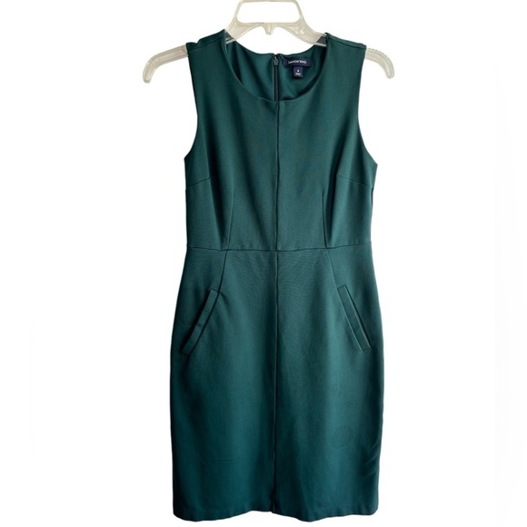 Lands End Sheath Dress Pockets Sleeveless Knit Stretch Jumper Size 4 Green EUC - Picture 6 of 15